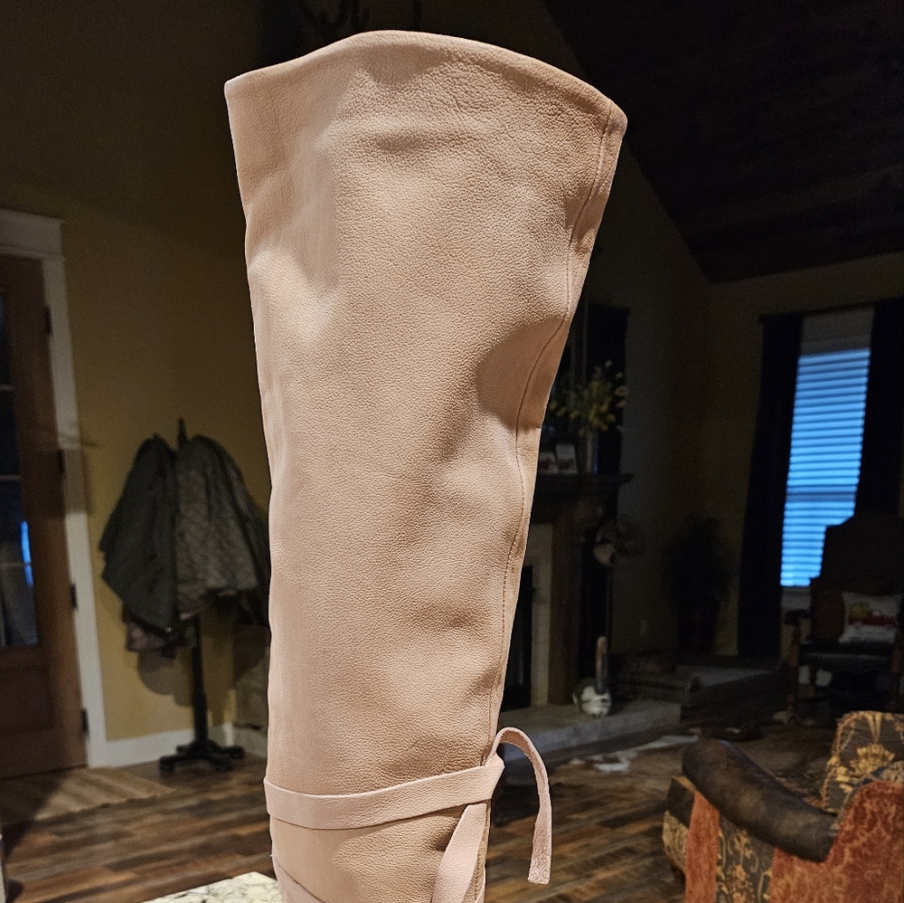 NEW Free People West End Lace Up Over Knee Boot 38 Leather - Picture 13 of 16